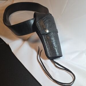 Gun Belt and Black Leather Holster